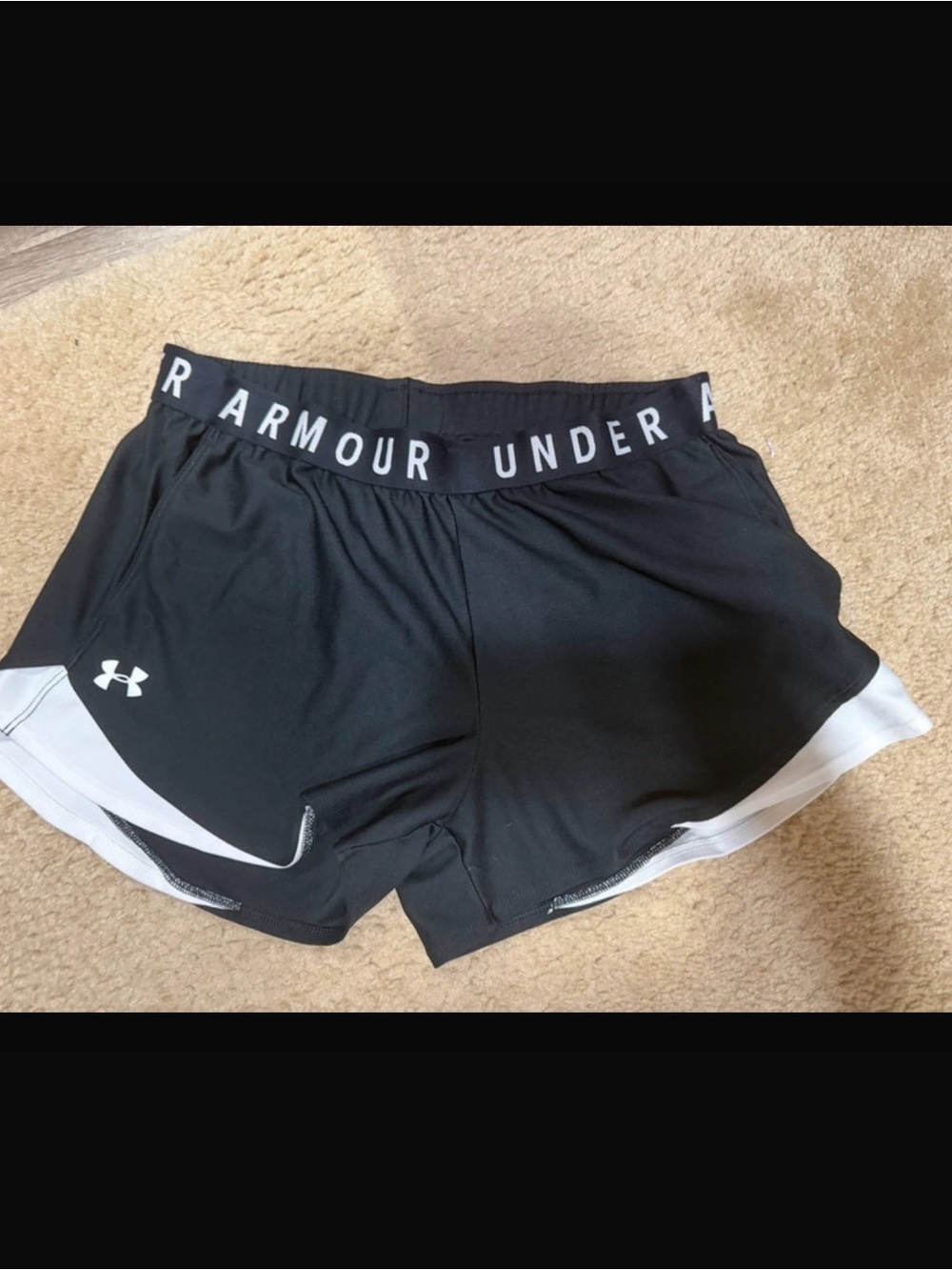Under Armour Women's Black Athletic Shorts with White Trim